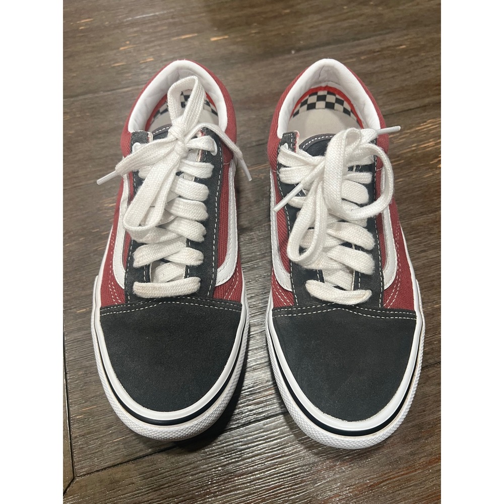 Vans Skate Old Skool Burgundy Black White PopCush Sneakers Mens 6 Womens 7.5